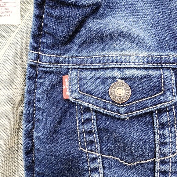 Levis Baby Boys Denim Hooded Jacket 18M Blue Faux Pockets & Zipper Closure‎ - Picture 4 of 6